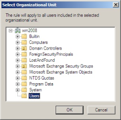 Window to search for Organizational Unit..