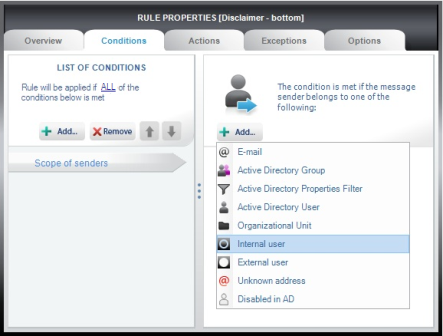 Choosing the option for internal users..