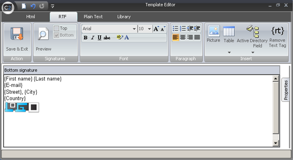 Signature template in RTF format.