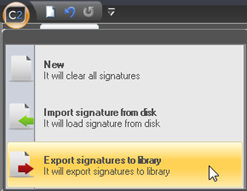 Exporting the Template to the Library window