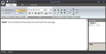 Compose the notification for the recipient in the built-in template editor.
