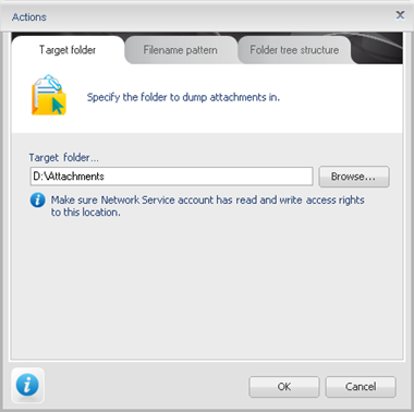 Provide the target folder for attachment dump.