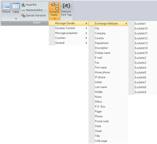 Expandable Dynamic Fields menu in the Insert section.
