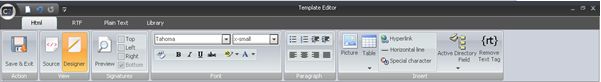 Toolbar in the Template Editor.