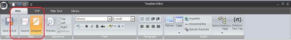 View section enables switching views between source code and end result.