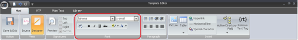 Font section is used to format the font in the signature.