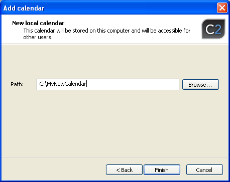 Pointing to the location of the created calendar.