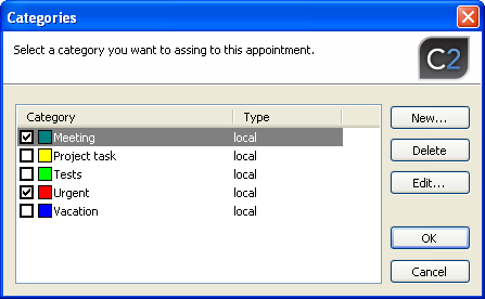 Assigning a category to an appointment