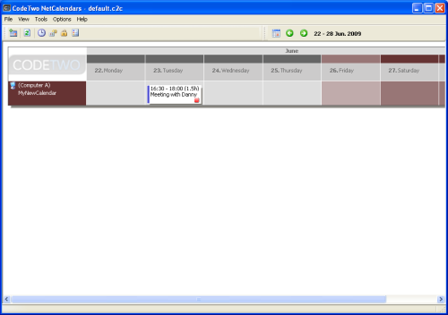 The appointment entry in the calendar (click to enlarge)