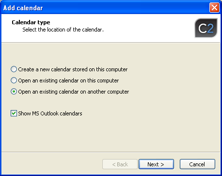 Selection of calendar type to display