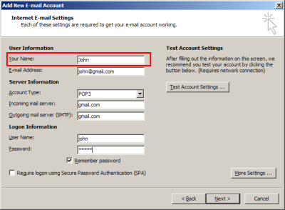 Name of a user displayed in the column Organizer is the data entered in the field Your Name in a default mail account of a creator of an appointment