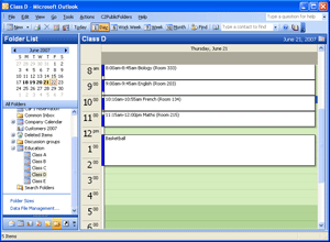 Group schedule in Outlook - one day view