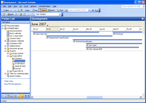 Managing projects in Outlook in network