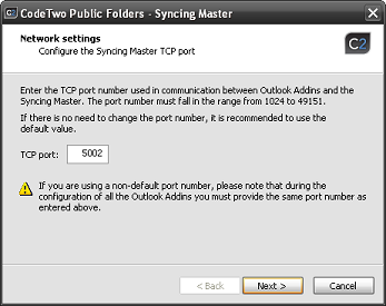 Syncing Master settings - the TCP port configuration