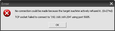 Message indicating no connection with the Syncing Master