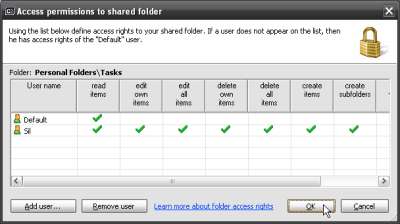 Managing access rights to a shared folder