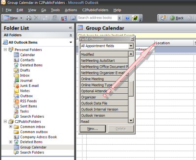 Adding the column Organizer to a calendar view
