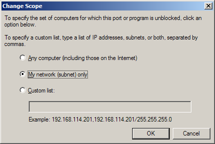 Changing the range of computers with access to the Syncing Master of the program CodeTwo Public Folders