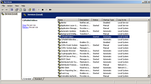 C2PublicFolders system service status